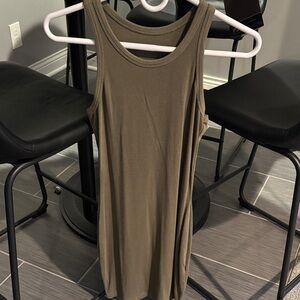 Olive Green Ribbed Tank Dress